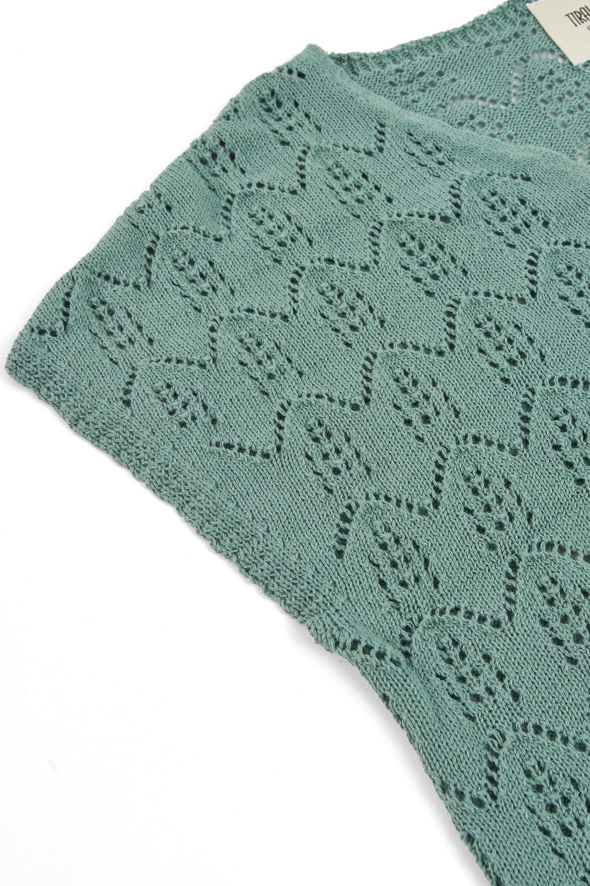 Top calado de tricot azul claro