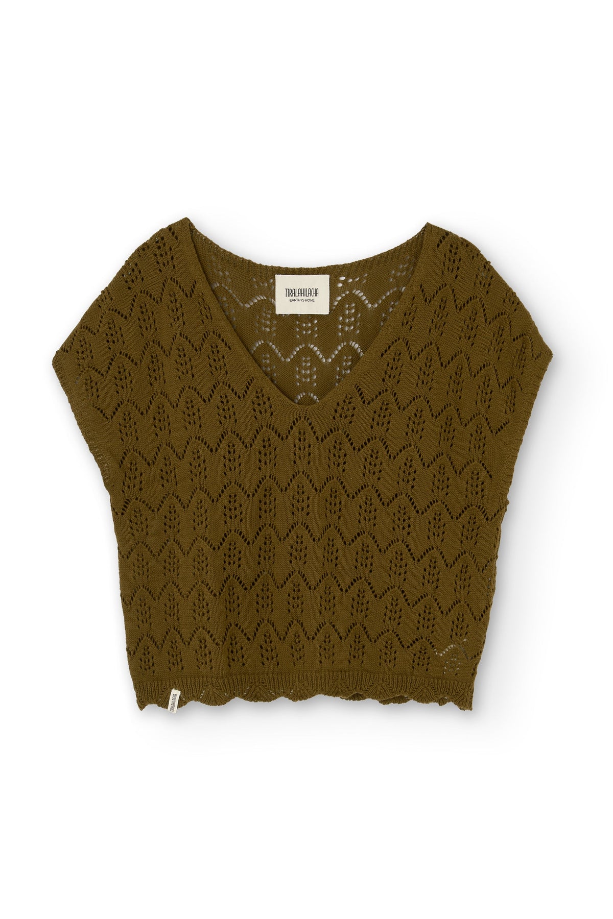Top calado de tricot verde