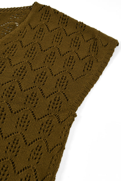 Top calado de tricot verde