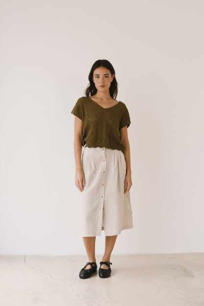 Top calado de tricot verde