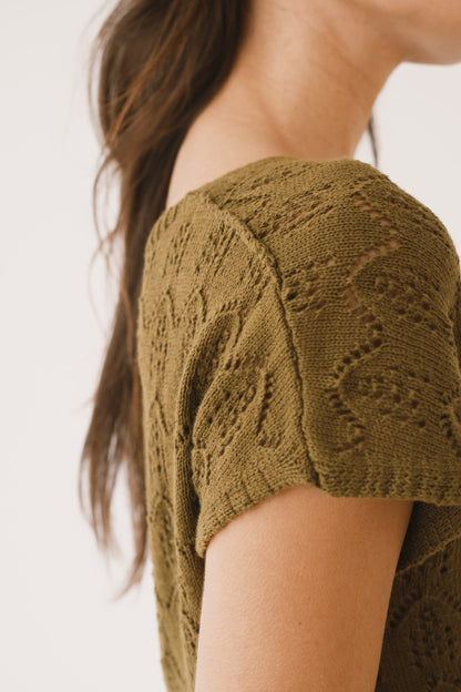 Top calado de tricot verde