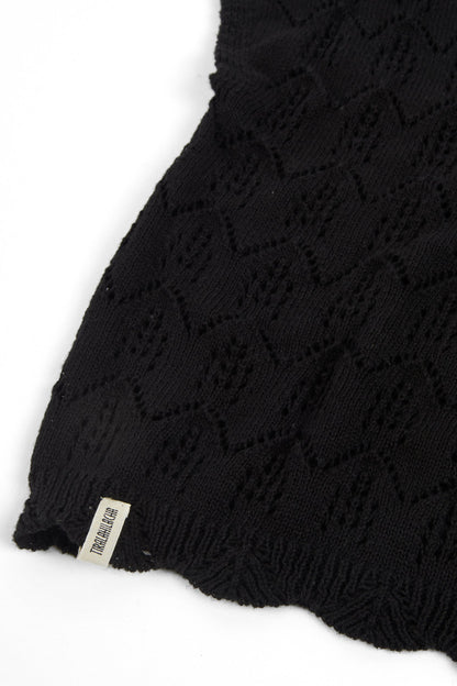 Top calado de tricot negro