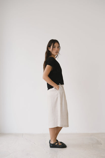 Top calado de tricot negro