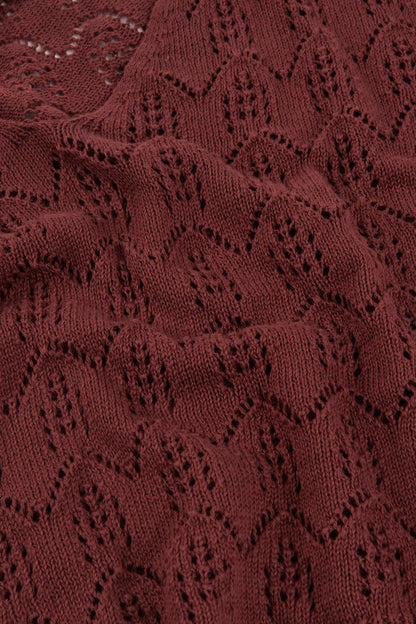 Top calado de tricot rojo arcilla