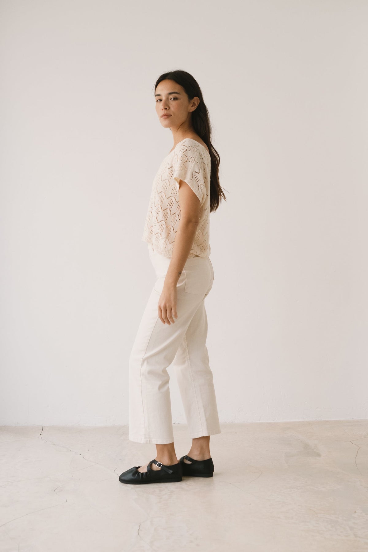 Top calado de tricot crudo