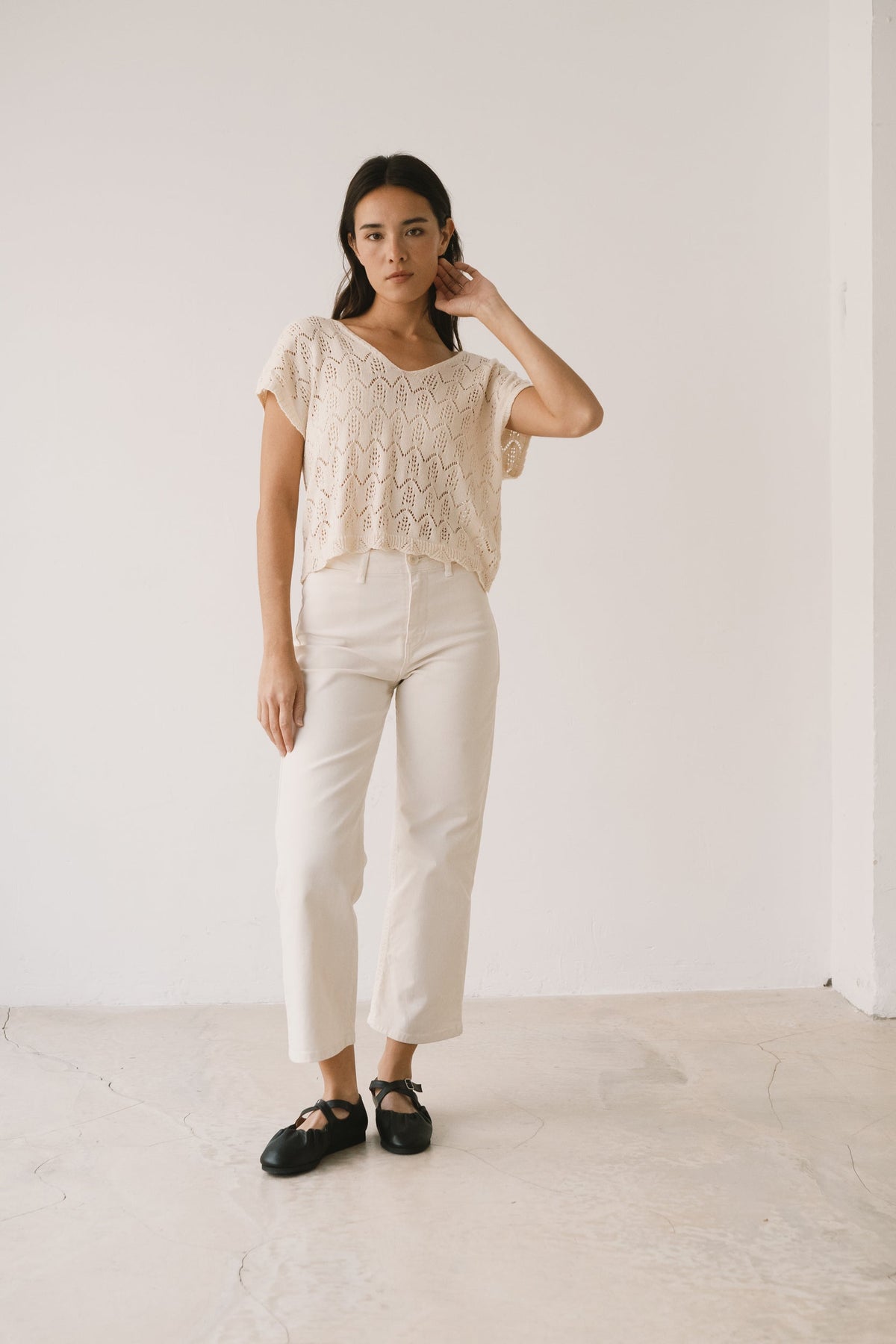 Top calado de tricot crudo