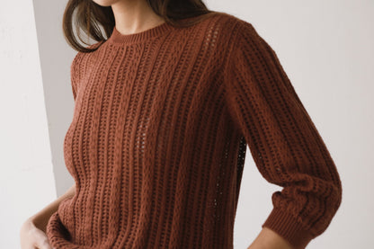 Jersey calado rojo arcilla