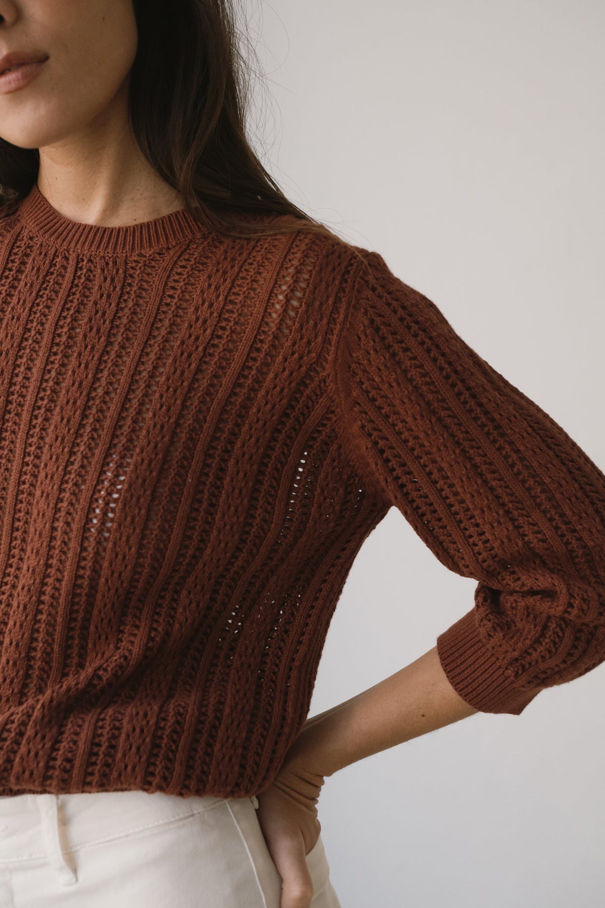 Jersey calado rojo arcilla