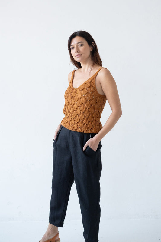 Pantalón pinzas Negro Bijoux de Lino