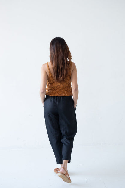 Pantalón pinzas Negro Bijoux de Lino