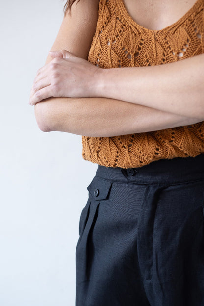 Pantalón pinzas Negro Bijoux de Lino