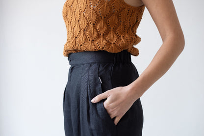 Pantalón pinzas Negro Bijoux de Lino