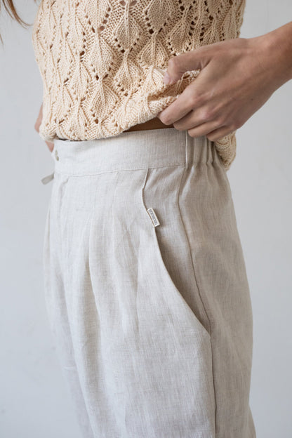 Pantalón pinzas Beige Bijoux de Lino