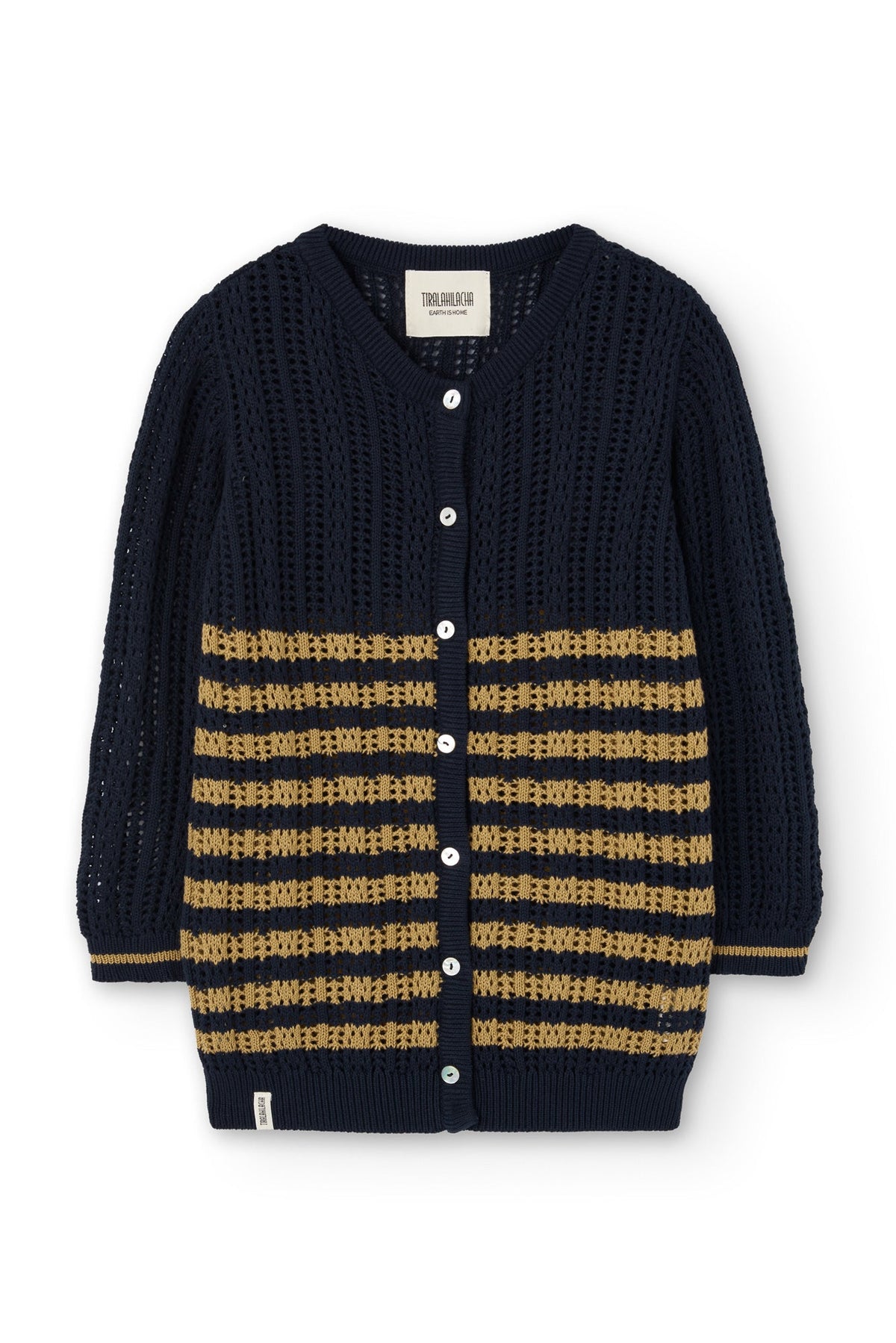 Cardigan Calado Bibi Bicolor Azul