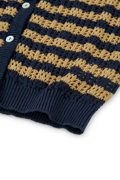 Cardigan Calado Bibi Bicolor Azul