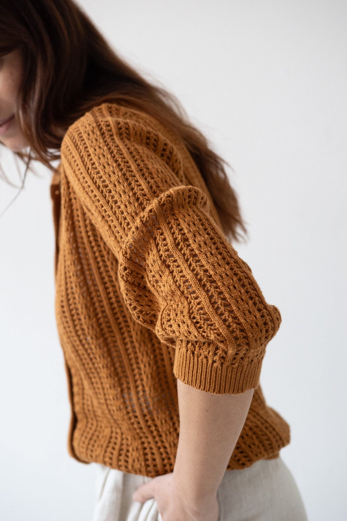 Cardigan Calado Bibi Terracota