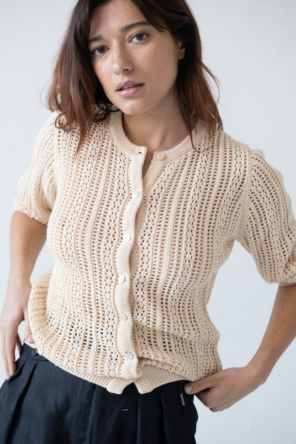 Cardigan Calado Bibi Beige