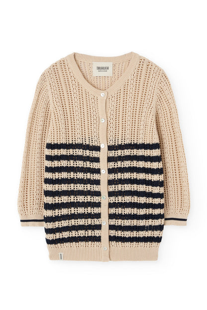 Cardigan Calado Bibi Beige Bicolor