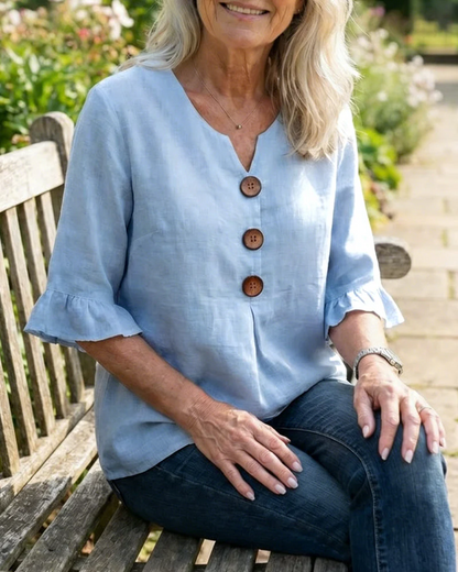 Elena - Blusa lisa de lino