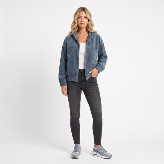 Julieta - Chaqueta informal de pana con capucha