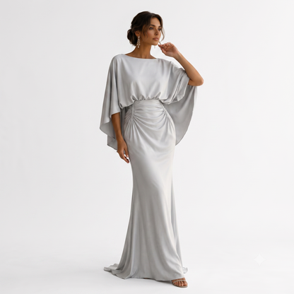 Cristina - Vestido Celeste de Silueta Elegante