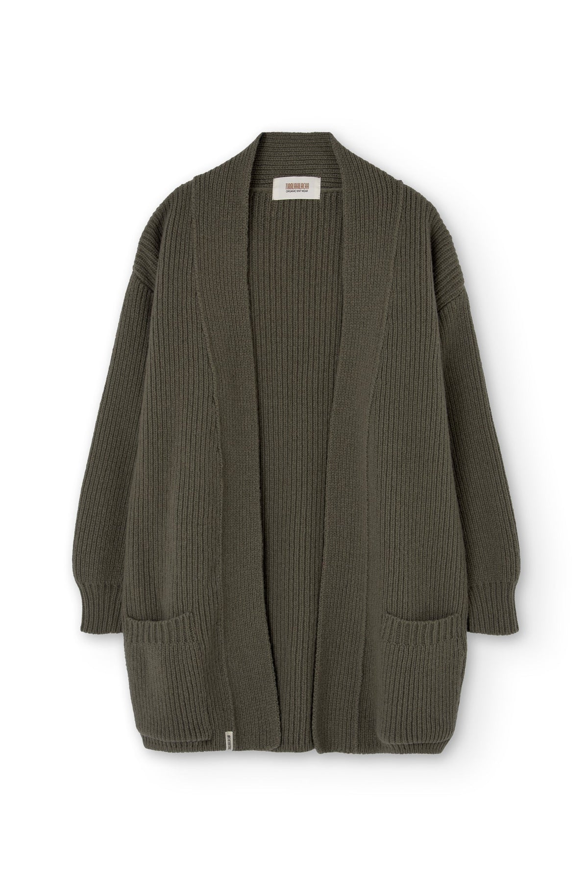 Chaqueta larga Gonda verde lana merino