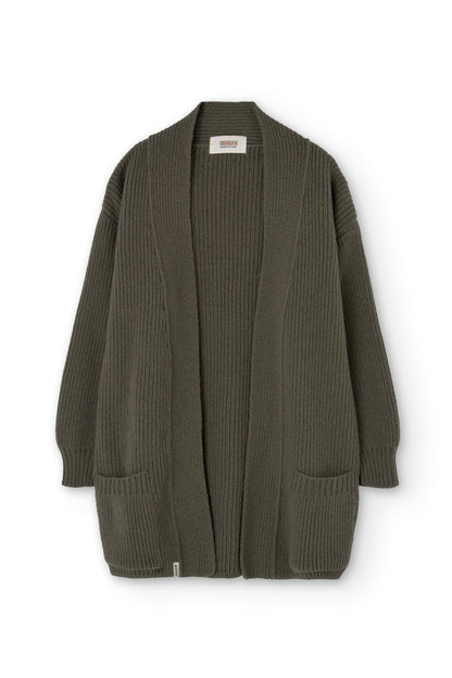 Chaqueta larga Gonda verde lana merino