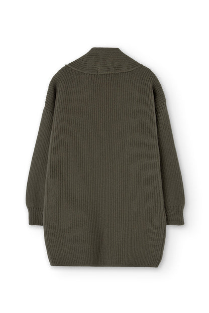 Chaqueta larga Gonda verde lana merino