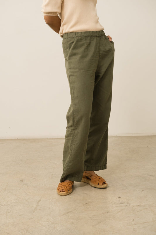 Pantalón Henna Oversized Lino Verde