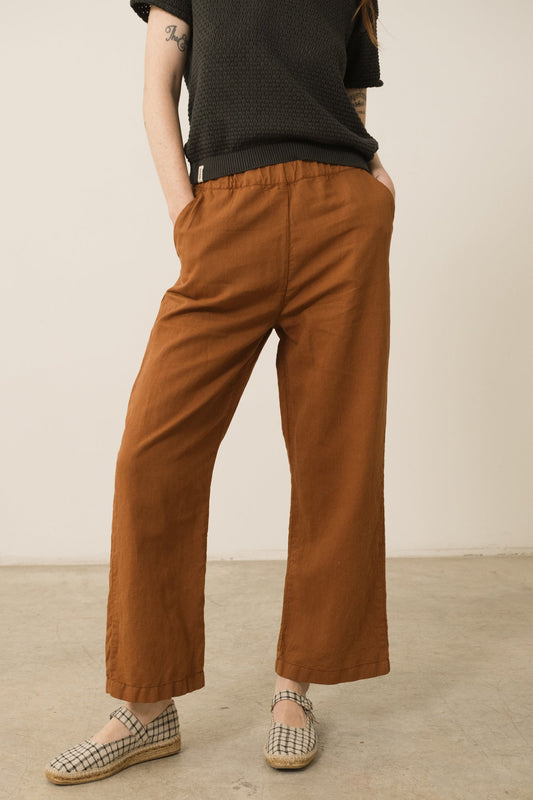 Pantalón Henna Oversized Lino Teja