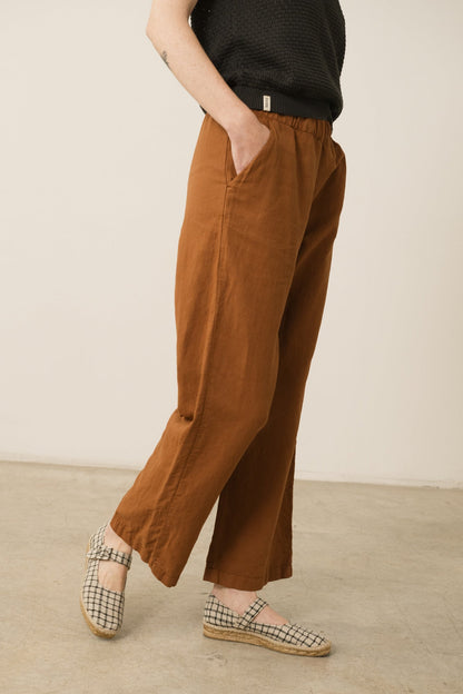 Pantalón Henna Oversized Lino Teja