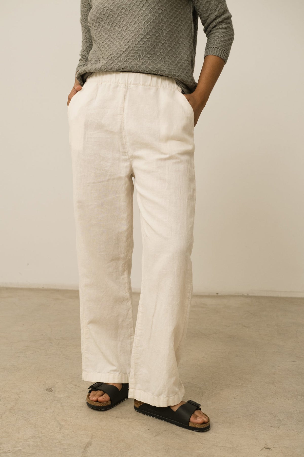 Pantalón Henna Oversized Lino Blanco