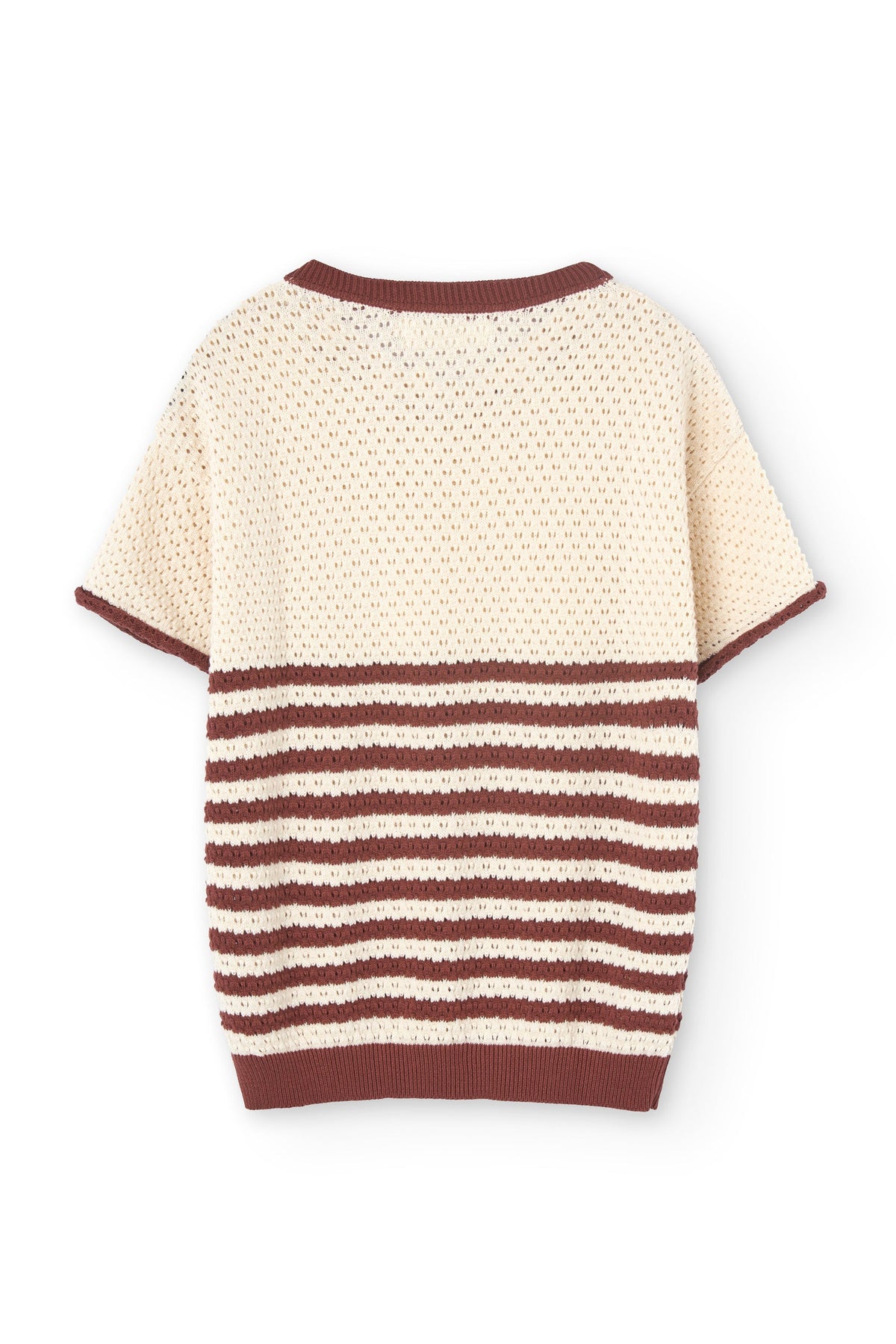 Top Punto Manga Corta Hadara Rayas Marineras Rojo