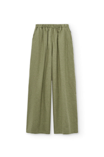 Pantalón ancho de algodón orgánico verde oliva
