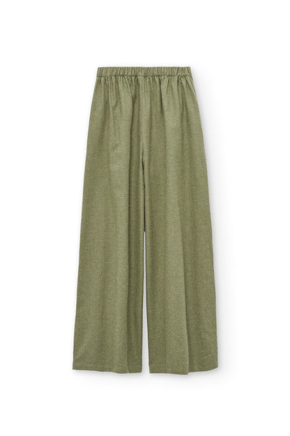 Pantalón ancho de algodón orgánico verde oliva