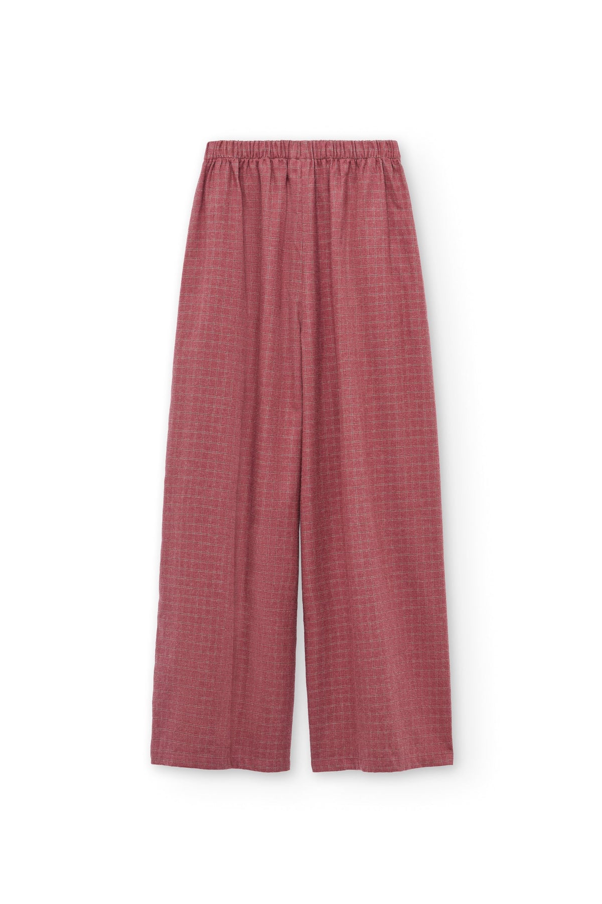Pantalón ancho de algodón orgánico granate grosella
