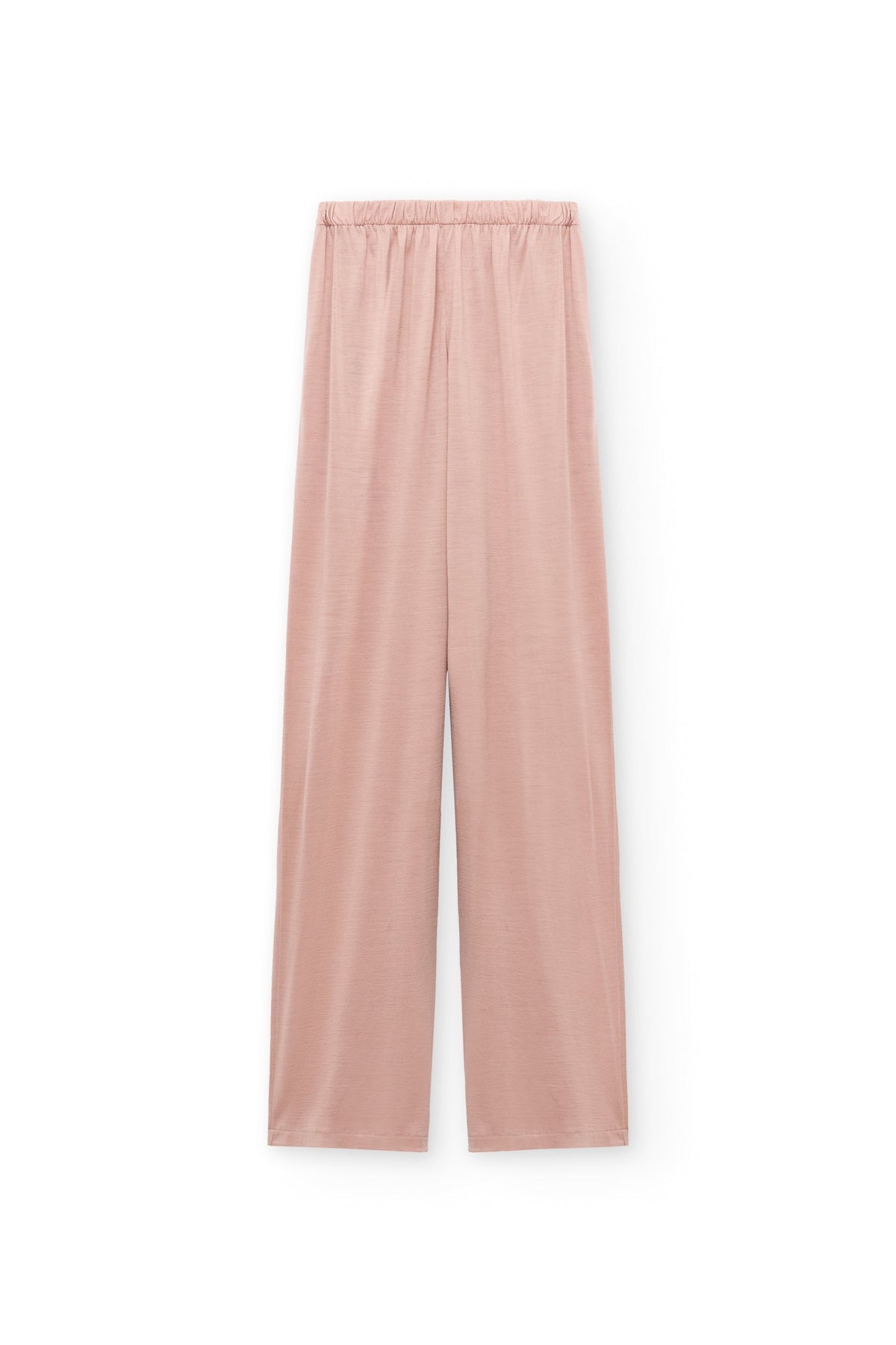 Pantalón ancho de lana merino rosa empolvado