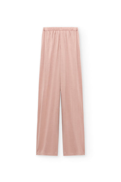 Pantalón ancho de lana merino rosa empolvado