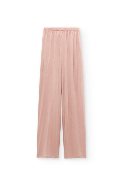 Pantalón ancho de lana merino rosa empolvado