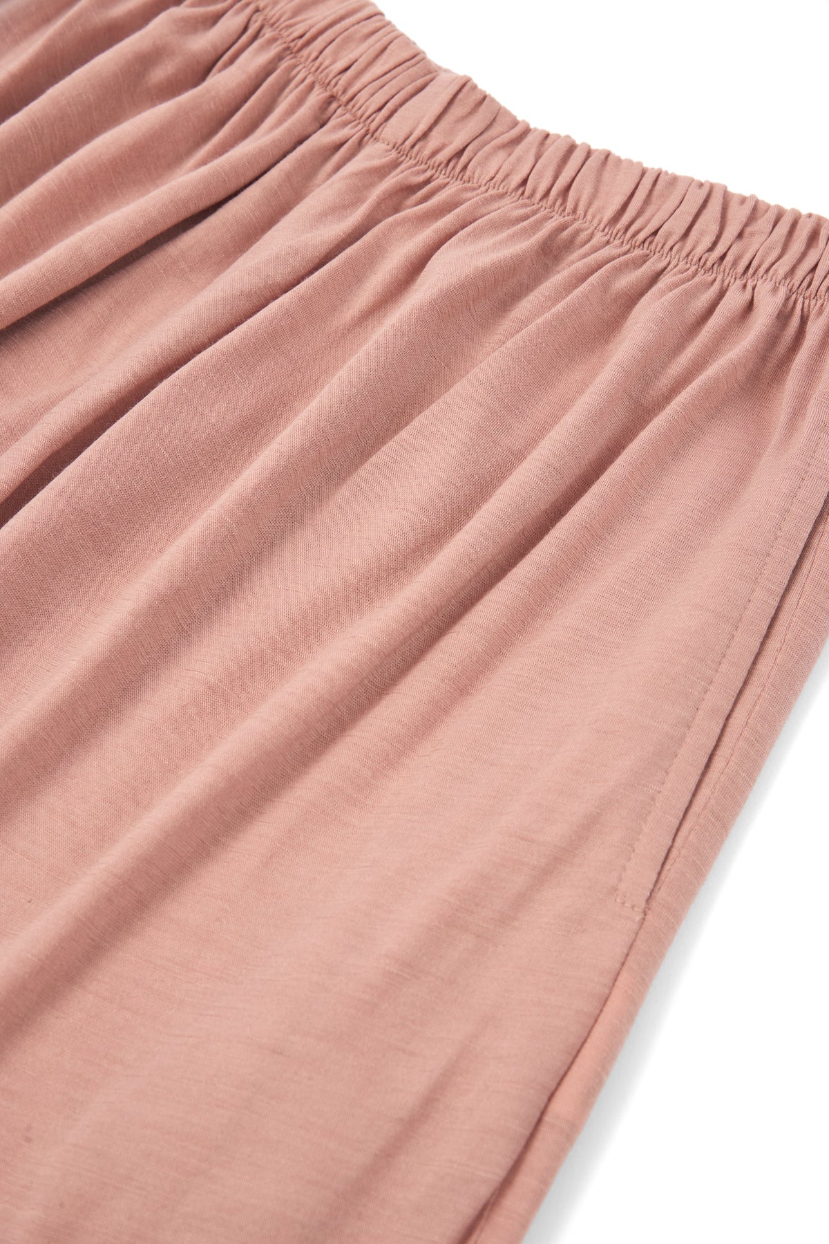 Pantalón ancho de lana merino rosa empolvado