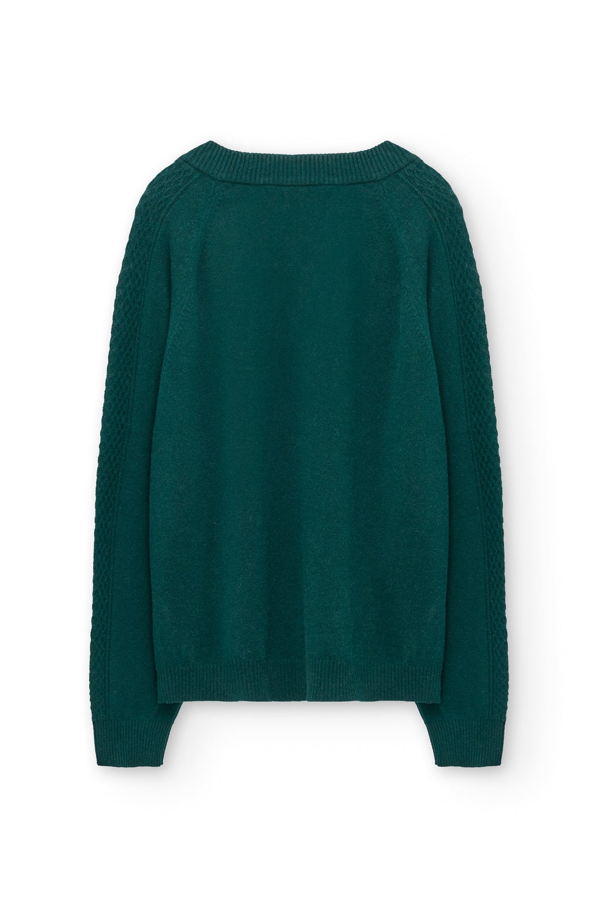 Jersey merino y cachemir escote en V verde bosque