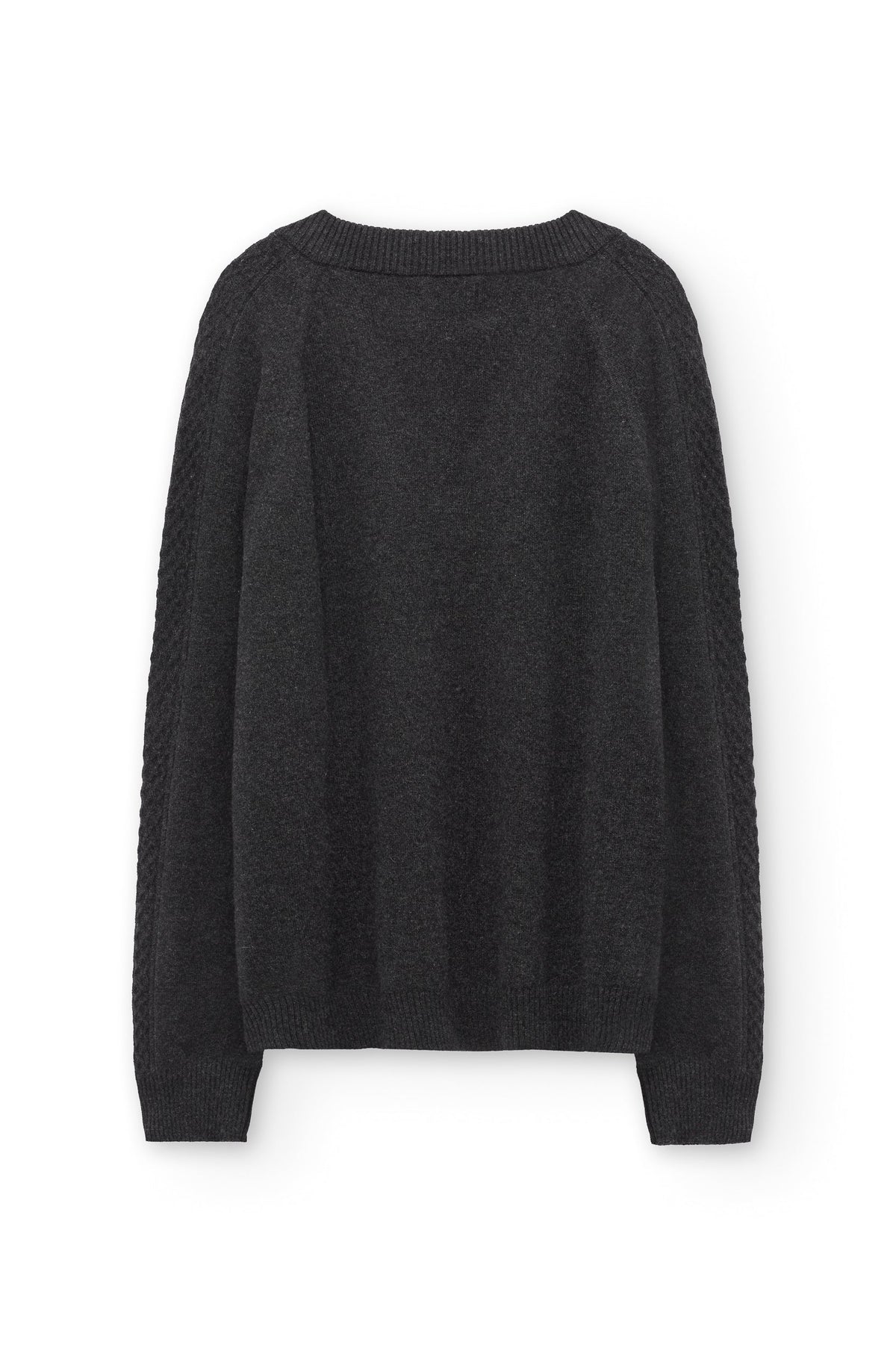 Jersey merino y cachemir escote en V gris carbón