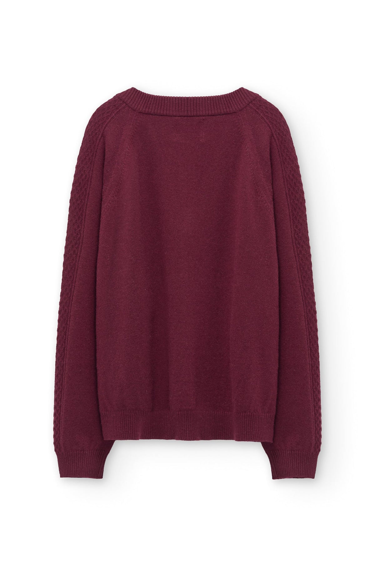 Jersey merino y cachemir escote en V granate