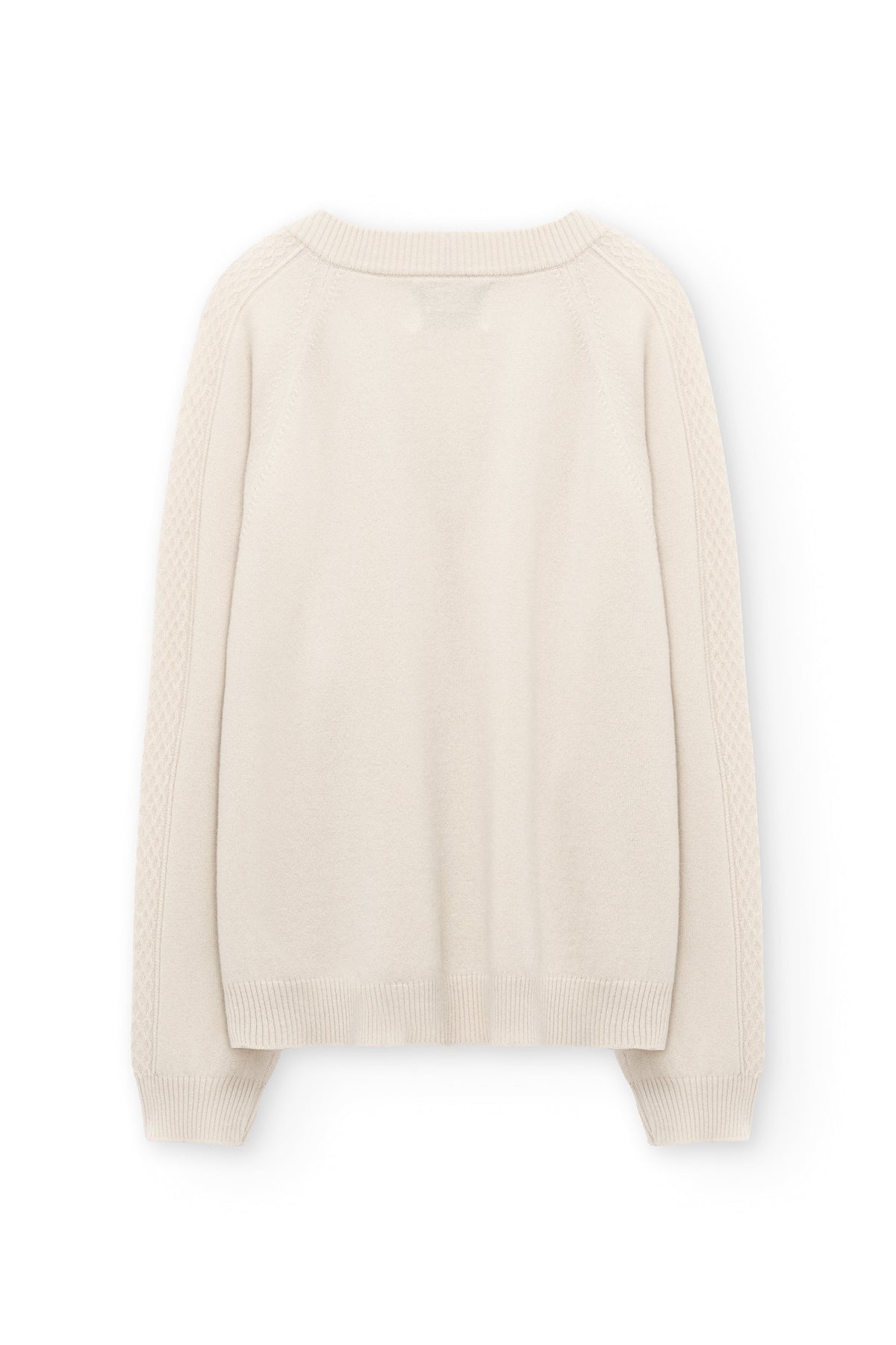 Jersey merino y cachemir escote en V beige