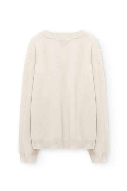 Jersey merino y cachemir escote en V beige