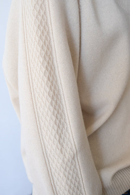 Jersey merino y cachemir escote en V beige
