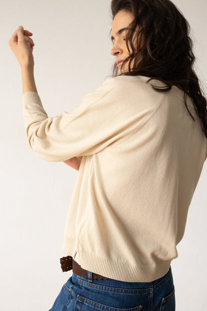 Cárdigan botones de lana cachemir beige