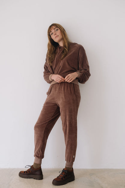 Jogger algodón orgánico terciopelo malva