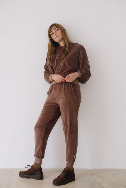 Mauve velvet organic cotton joggers