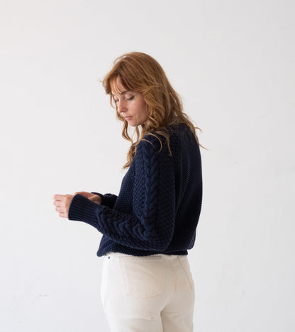Jersey Turner azul marino en algodón orgánico